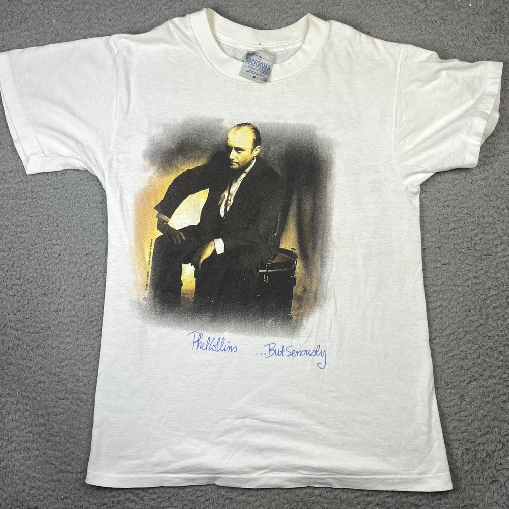 Brockum Phil Collins T Shirt Mens M White But Seriously 1990 Vintage Tour Tee